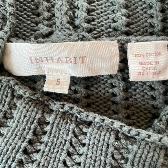 Inhabit Olive Green Mock Neck Chunky Knit Cotton Sweater - Picture 3 of 13